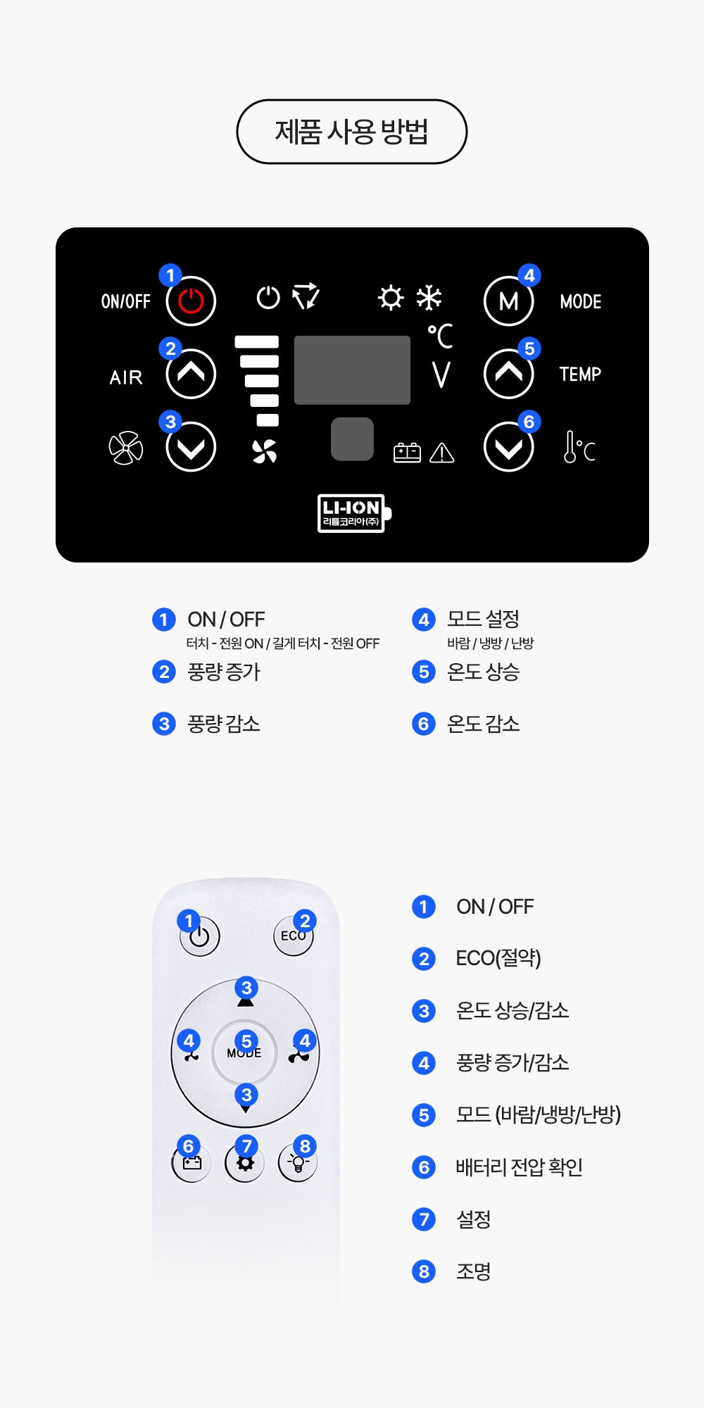 지게차 에어컨/히터 제품 사용 방법